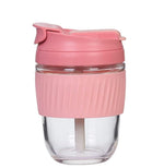 Glass Tumbler with Airtight Lid and Straw